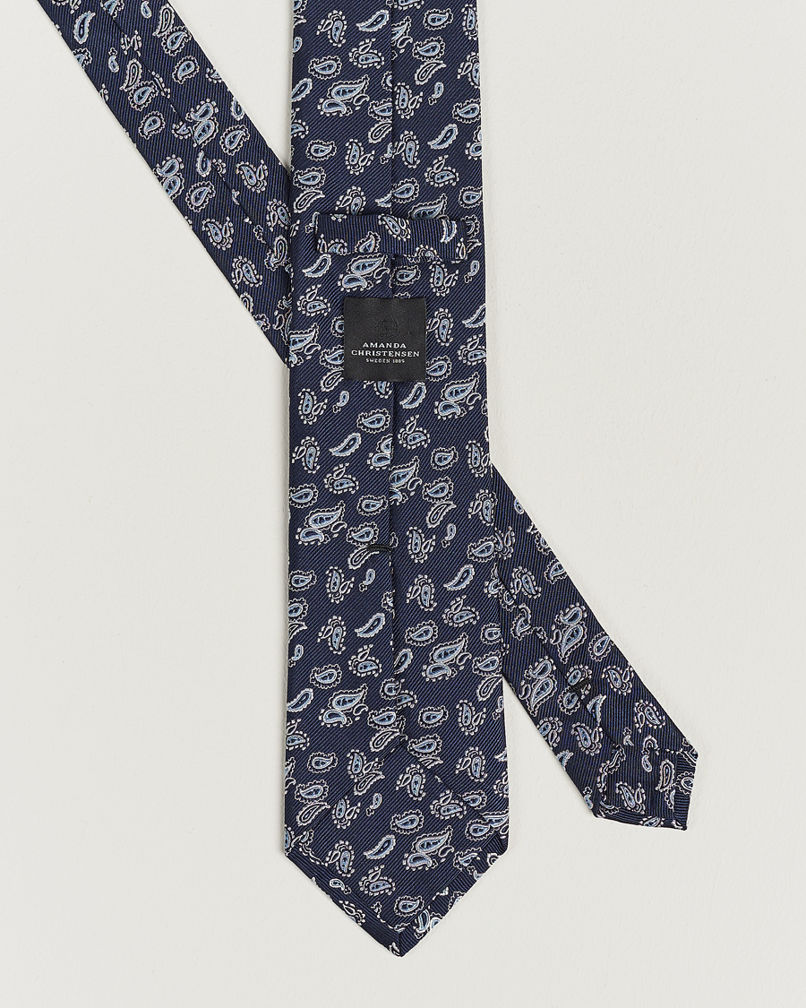 Uomini | Cravatte | Amanda Christensen | Paisley Woven Silk Tie 8 cm Navy