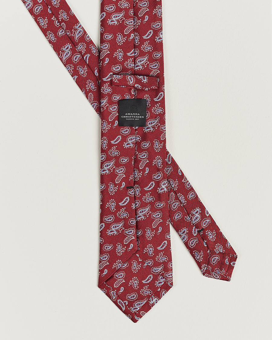 Uomini | Cravatte | Amanda Christensen | Paisley Woven Silk Tie 8 cm Wine Red