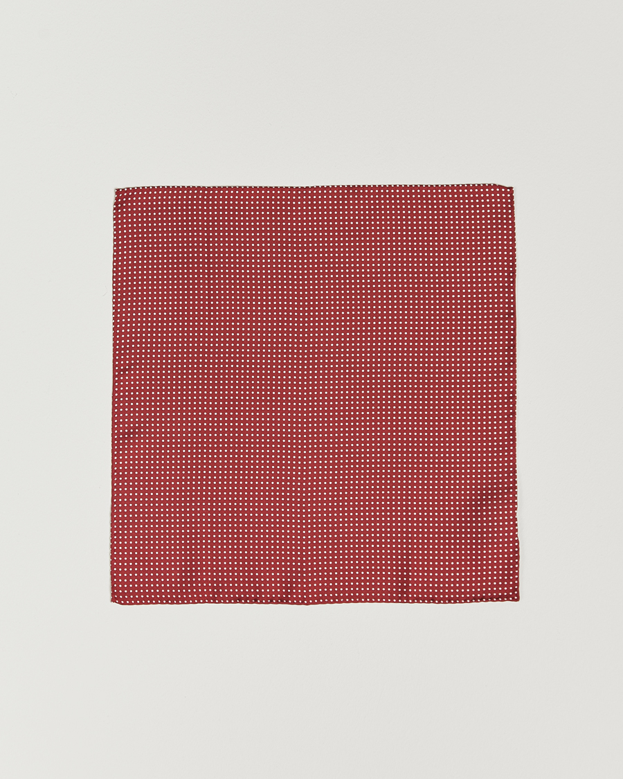 Uomini | Fazzoletti da taschino | Amanda Christensen | Handkerchief Dot Silk Wine Red