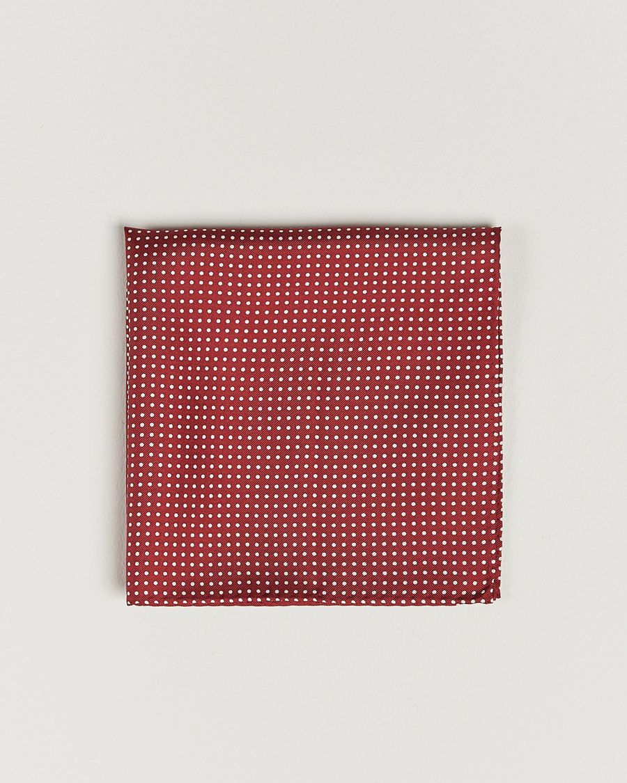 Uomini | Fazzoletti da taschino | Amanda Christensen | Handkerchief Dot Silk Wine Red