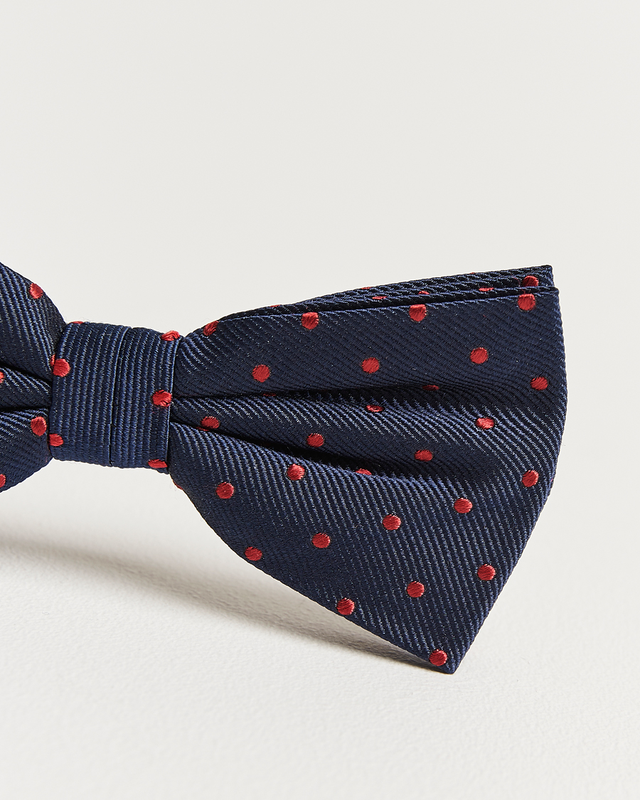 Uomini | Amanda Christensen Dot Pre Tie Silk Navy/Wine | Amanda Christensen | Dot Pre Tie Silk Navy/Wine