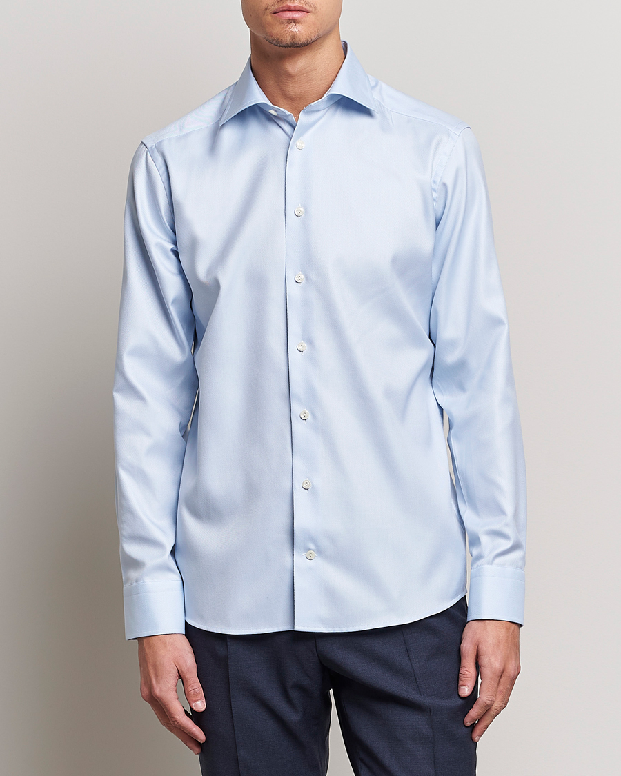 Uomini | Camicie | Eton | Slim Fit Textured Twill Shirt Blue