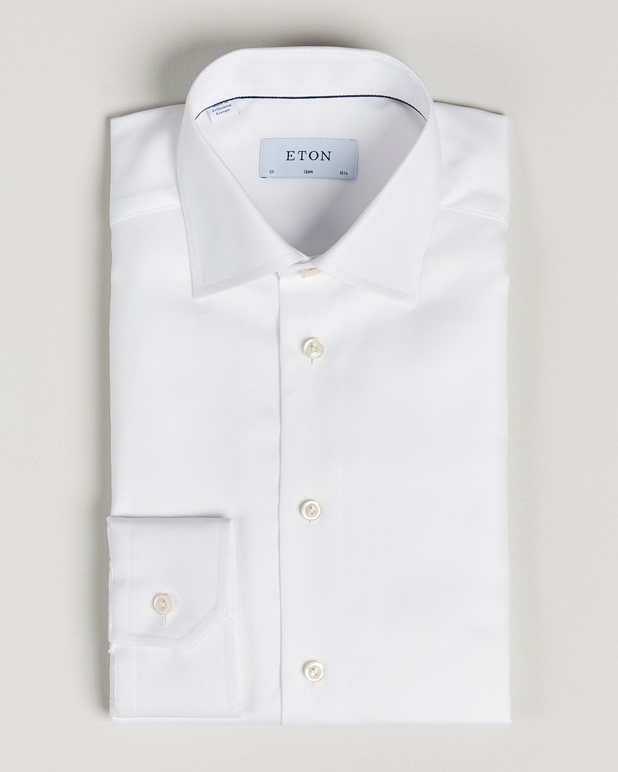 Uomini | Camicie | Eton | Slim Fit Textured Twill Shirt White