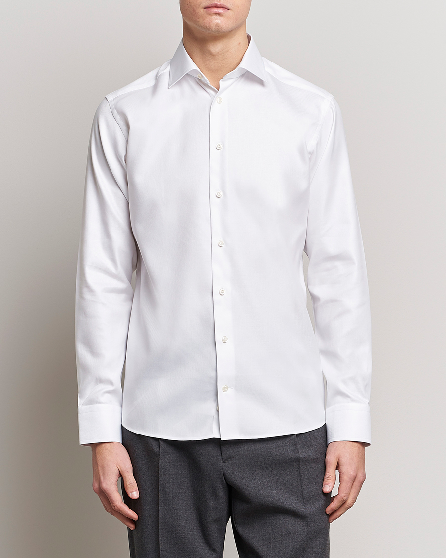 Uomini | Camicie | Eton | Slim Fit Textured Twill Shirt White