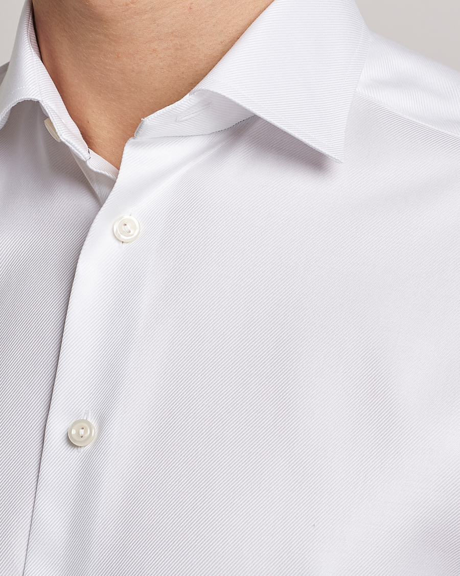 Uomini | Camicie | Eton | Slim Fit Textured Twill Shirt White