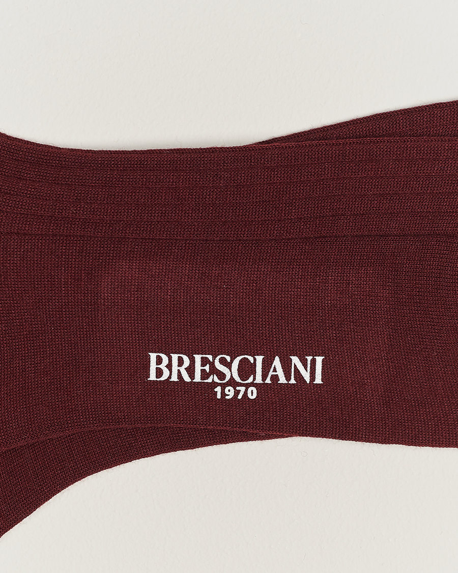 Uomini | Biancheria intima | Bresciani | Wool/Nylon Ribbed Short Socks Burgundy