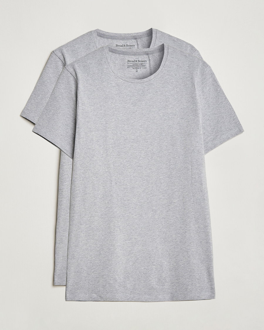 Uomini | T-shirt | Bread & Boxers | 2-Pack Crew Neck Tee Grey Melange