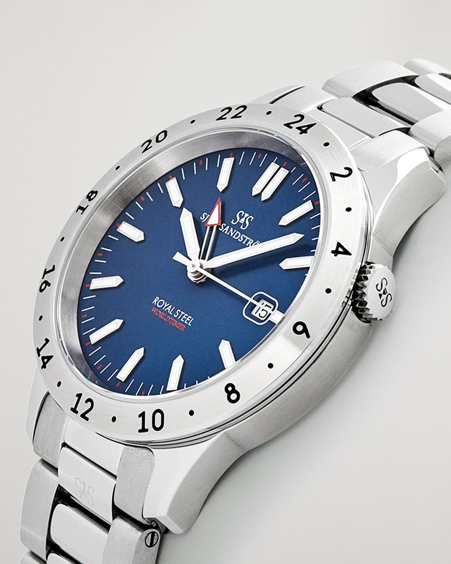 Uomini | Sjöö Sandström Royal Steel Worldtimer 41mm Blue with Steel | Sjöö Sandström | Royal Steel Worldtimer 41mm Blue with Steel