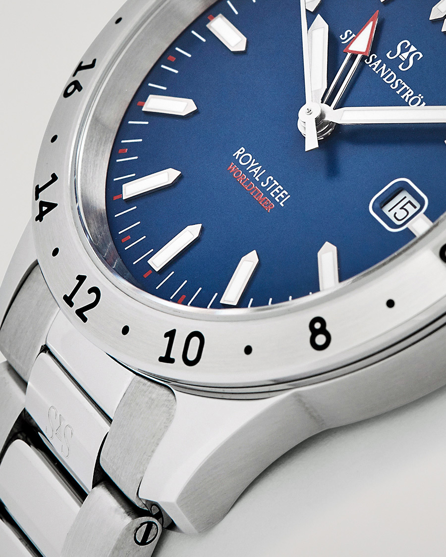 Uomini | Sjöö Sandström Royal Steel Worldtimer 41mm Blue with Steel | Sjöö Sandström | Royal Steel Worldtimer 41mm Blue with Steel