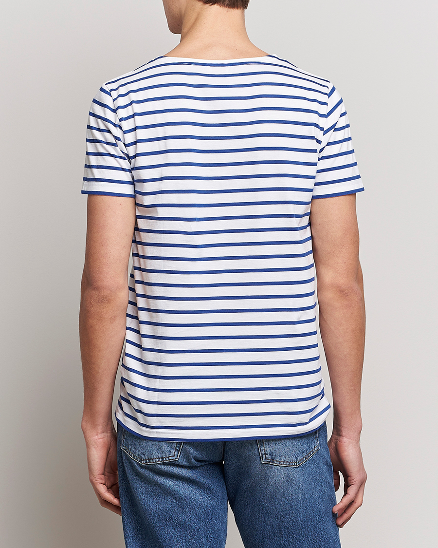 Uomini | T-shirt | Armor-lux | Hoëdic Boatneck Héritage Stripe T-shirt White/Blue