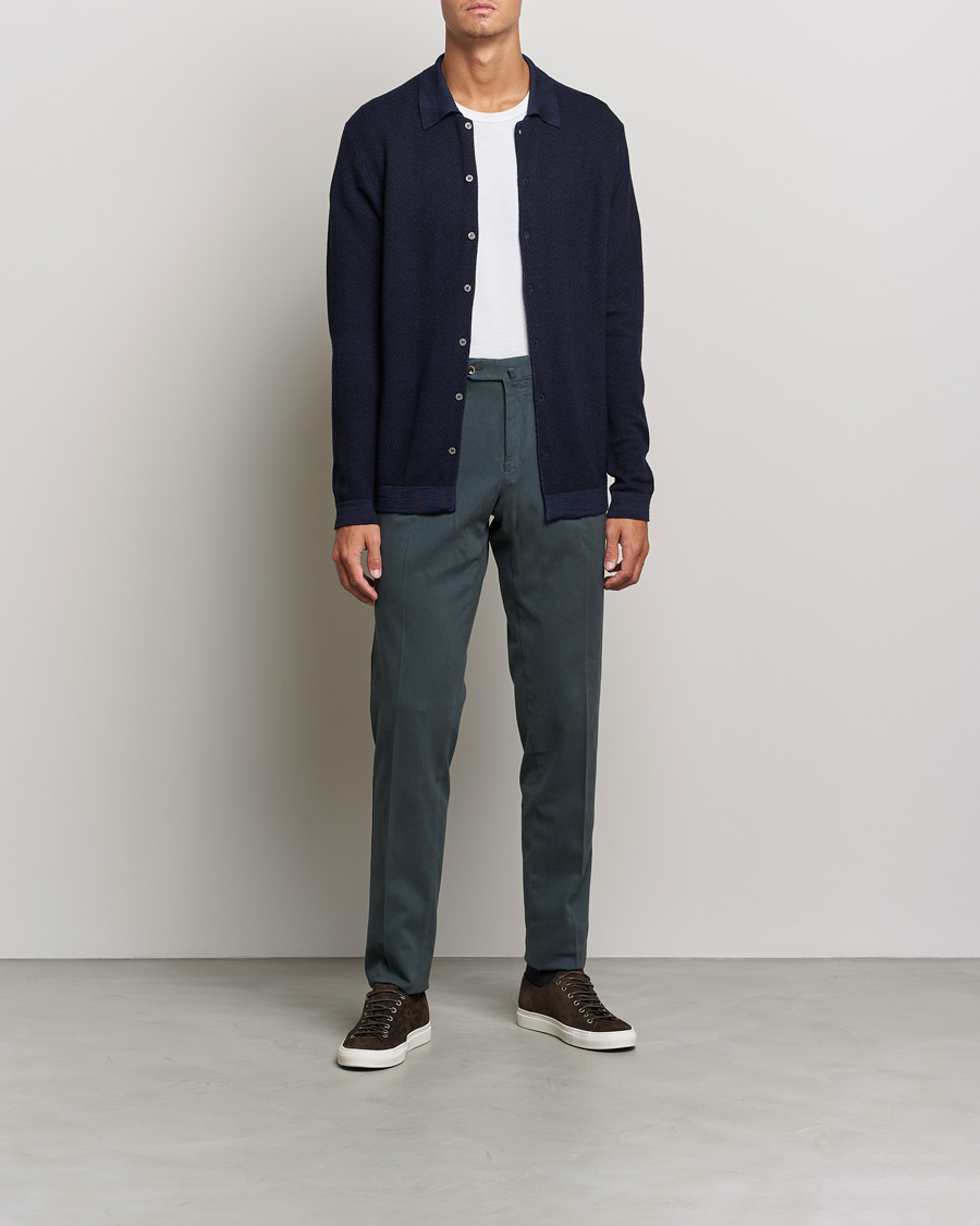 Uomini | Maglieria | Altea | Herringbone Wool Shirt Navy