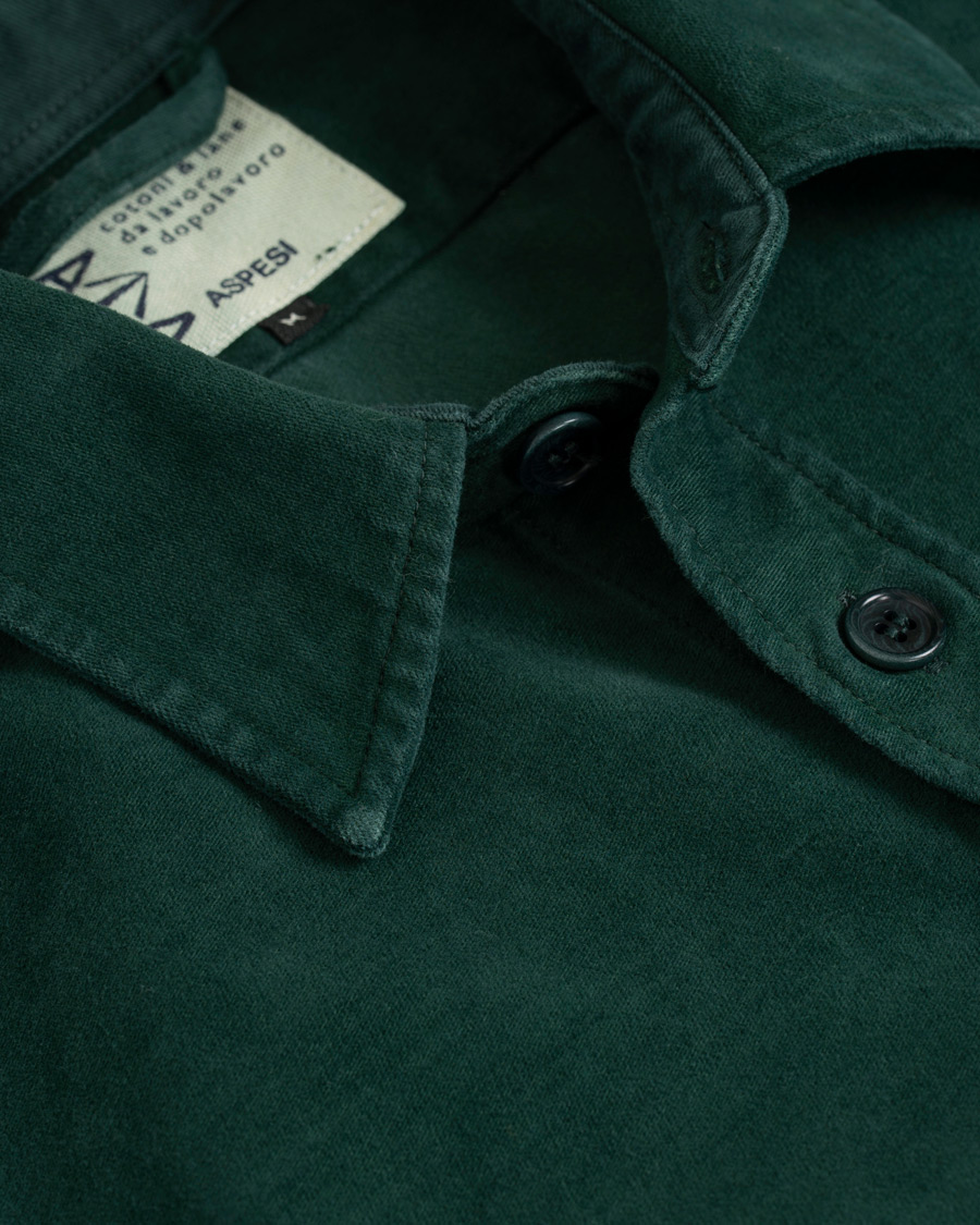 Uomini | Camicie | Aspesi | Garment Dyed Cotton Shirt Jacket Dark Green