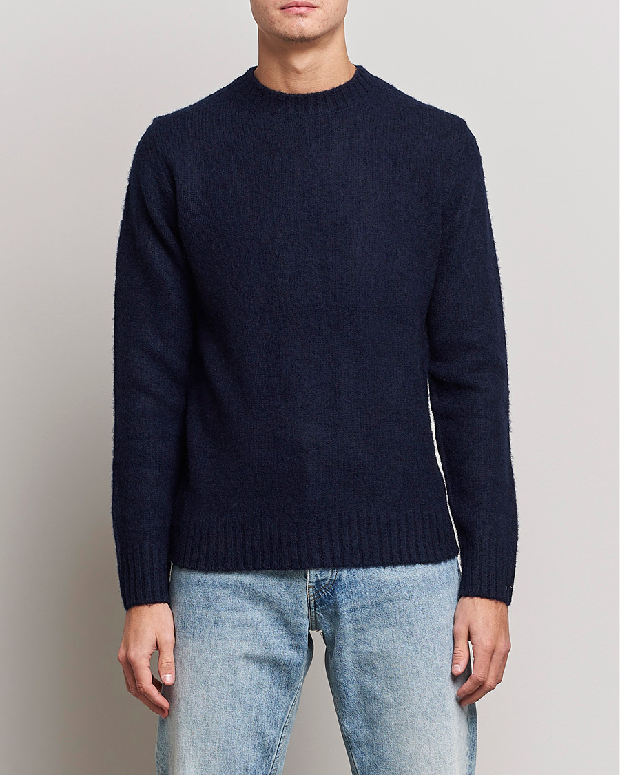Uomini | Maglieria | Aspesi | Brushed Shetland Sweater Navy