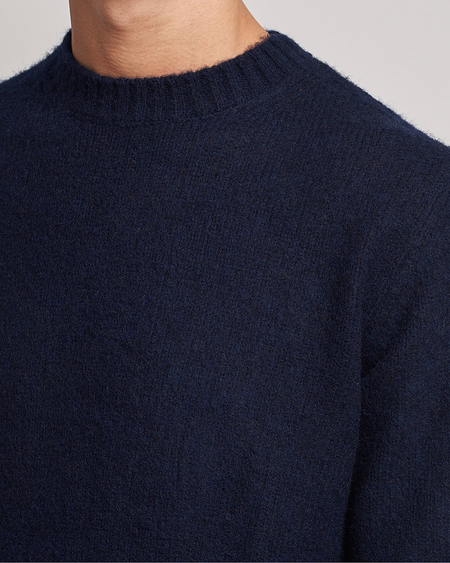 Uomini | Maglieria | Aspesi | Brushed Shetland Sweater Navy