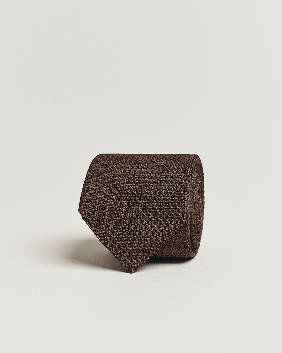 Uomini | Cravatte | Amanda Christensen | Silk Grenadine 8 cm Tie Brown