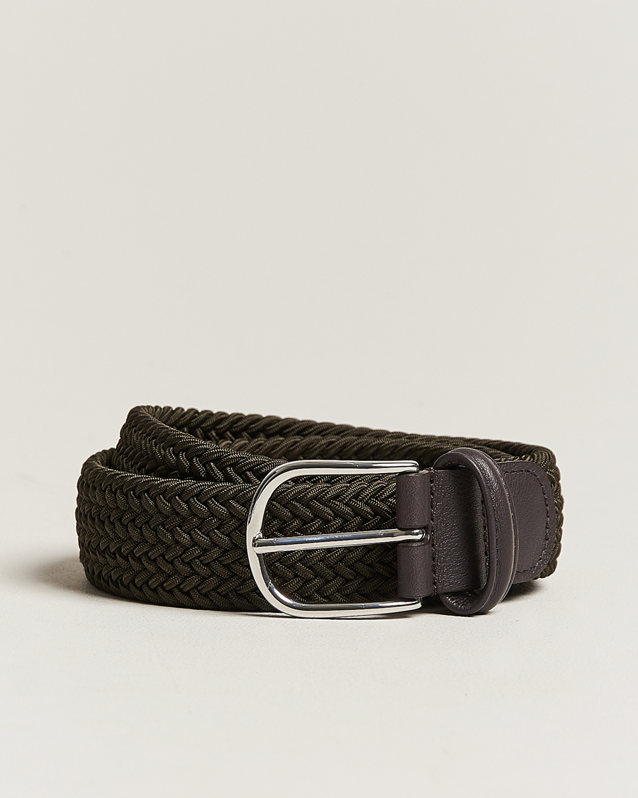 Uomini | Cinture | Anderson's | Stretch Woven 3,5 cm Belt Green