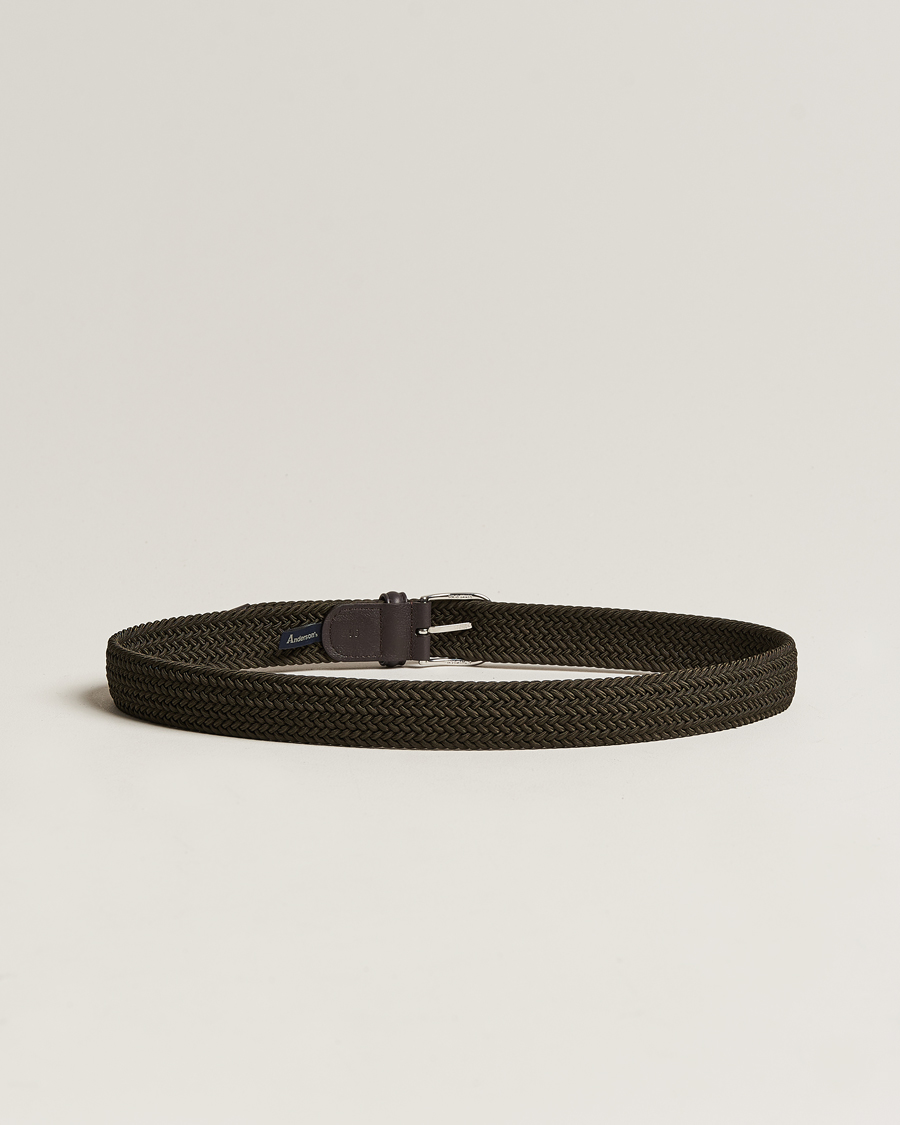 Uomini | Cinture | Anderson's | Stretch Woven 3,5 cm Belt Green