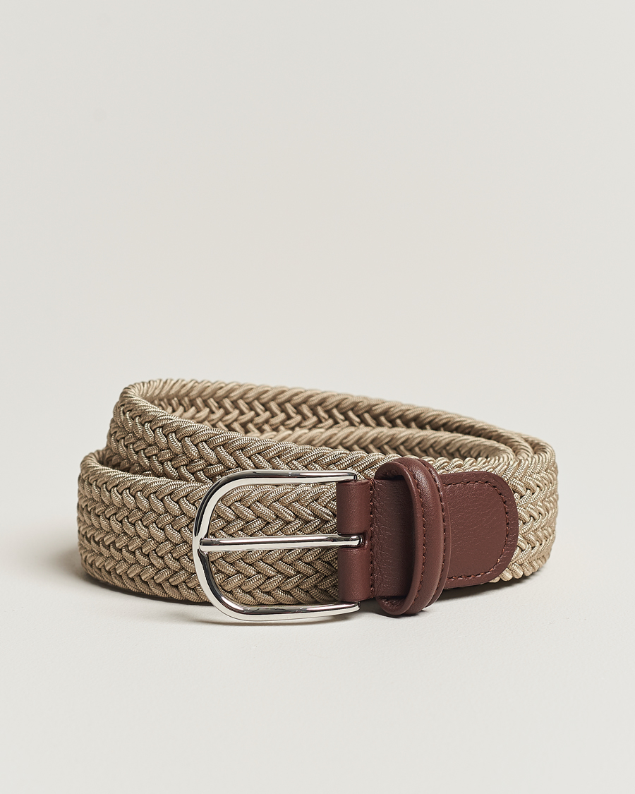 Uomini | Cinture | Anderson's | Stretch Woven 3,5 cm Belt Beige