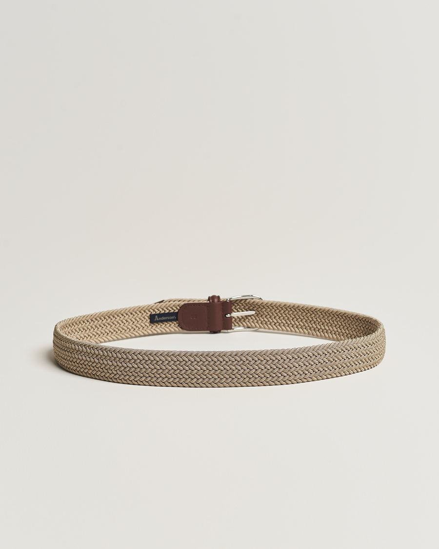 Uomini | Cinture | Anderson's | Stretch Woven 3,5 cm Belt Beige