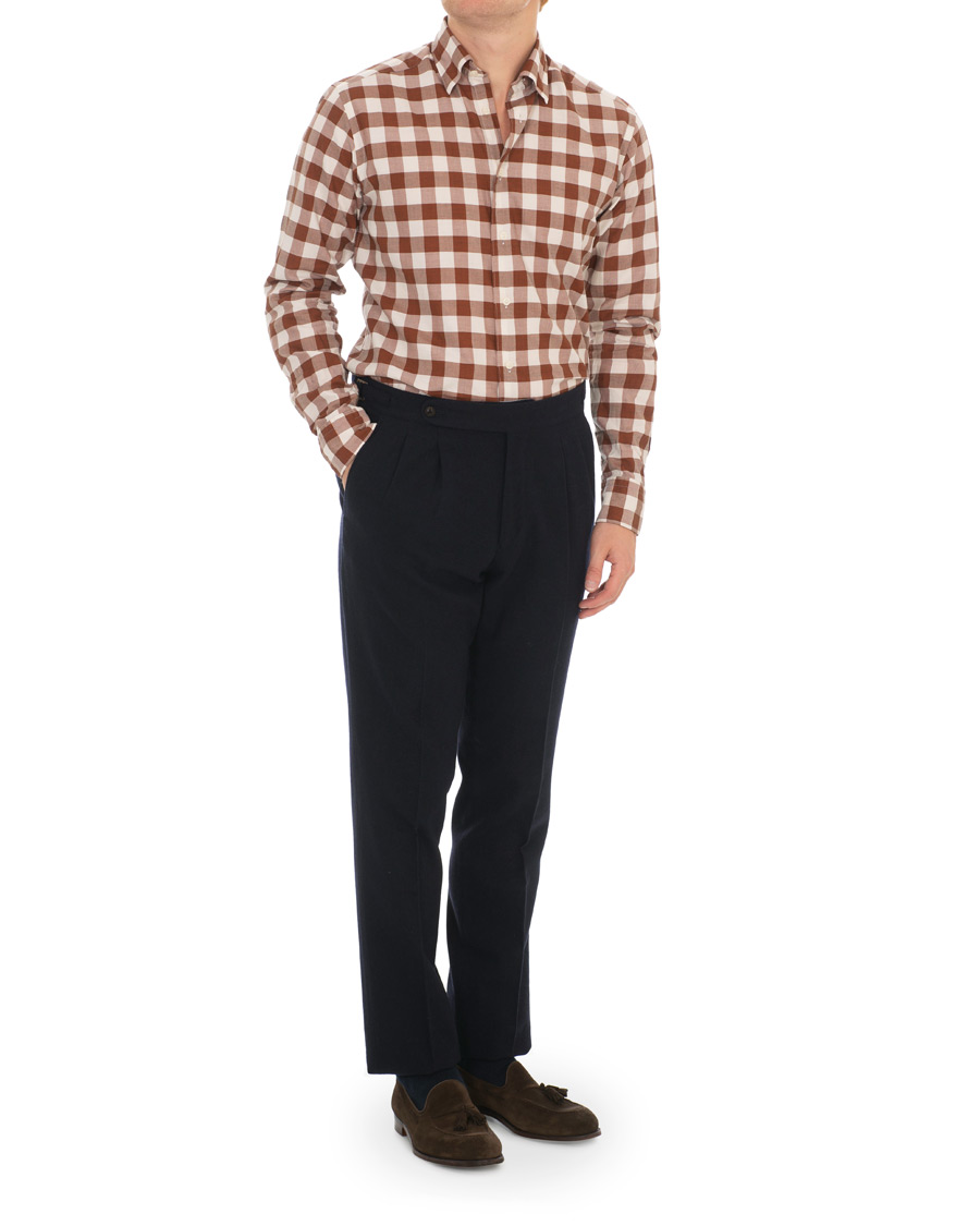 Uomini | Camicie | Eton | Slim Fit Twill Button Under Shirt Red/White