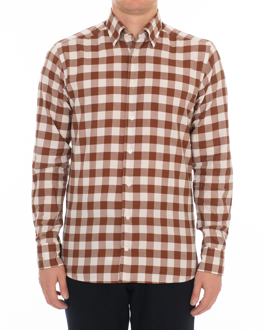 Uomini | Camicie | Eton | Slim Fit Twill Button Under Shirt Red/White