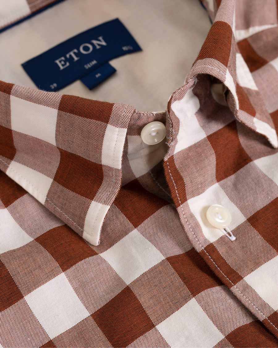 Uomini | Camicie | Eton | Slim Fit Twill Button Under Shirt Red/White