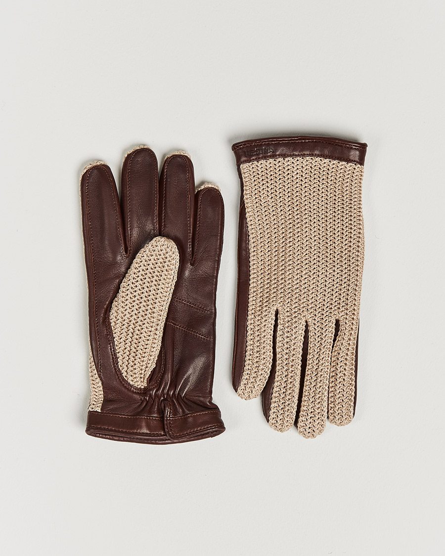 Uomini | Guanti | Hestra | Adam Crochet Wool Lined Glove Chestnut/Beige