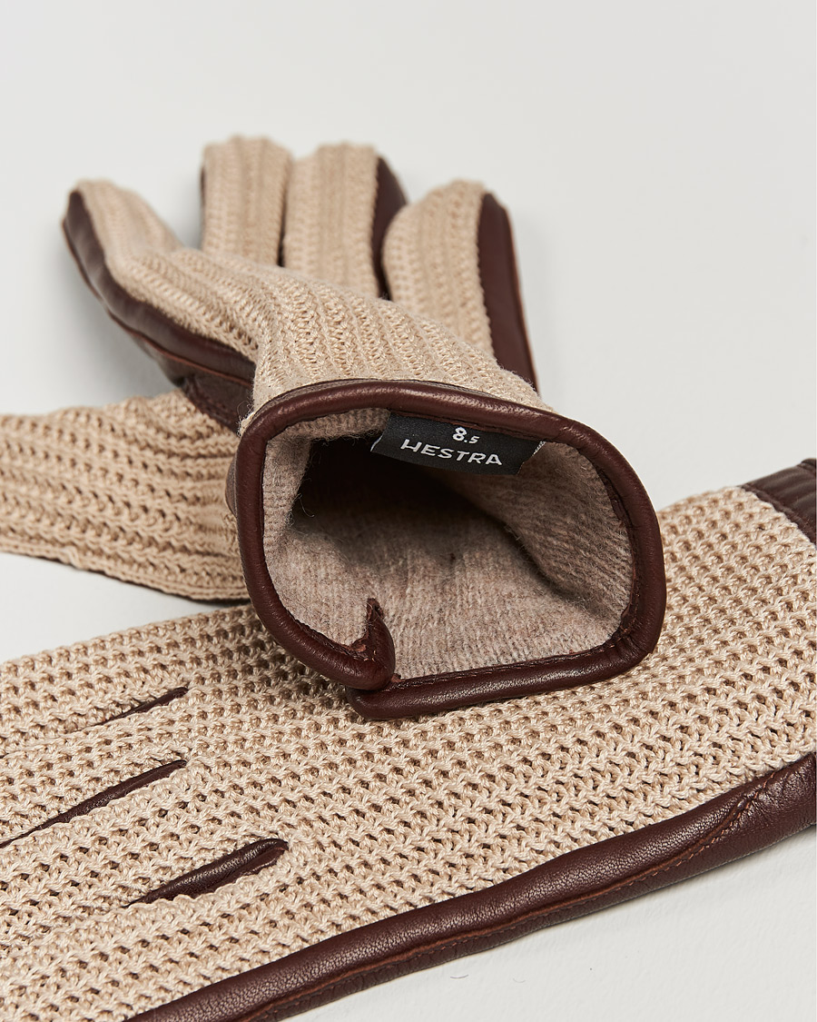 Uomini | Guanti | Hestra | Adam Crochet Wool Lined Glove Chestnut/Beige