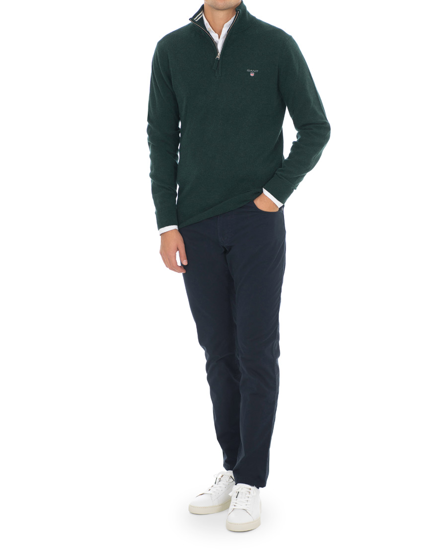 Uomini | Maglieria | Gant | Lambswool Half Zip Tartan Green