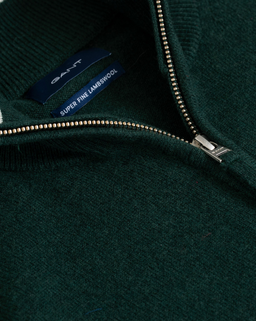 Uomini | Maglieria | Gant | Lambswool Half Zip Tartan Green