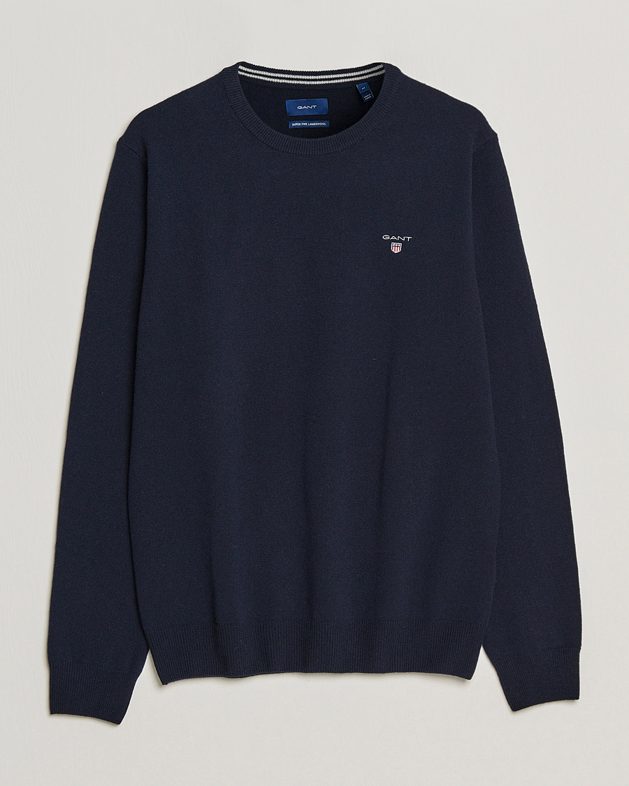 Uomini | Maglieria | GANT | Lambswool Crew Neck Pullover Marine
