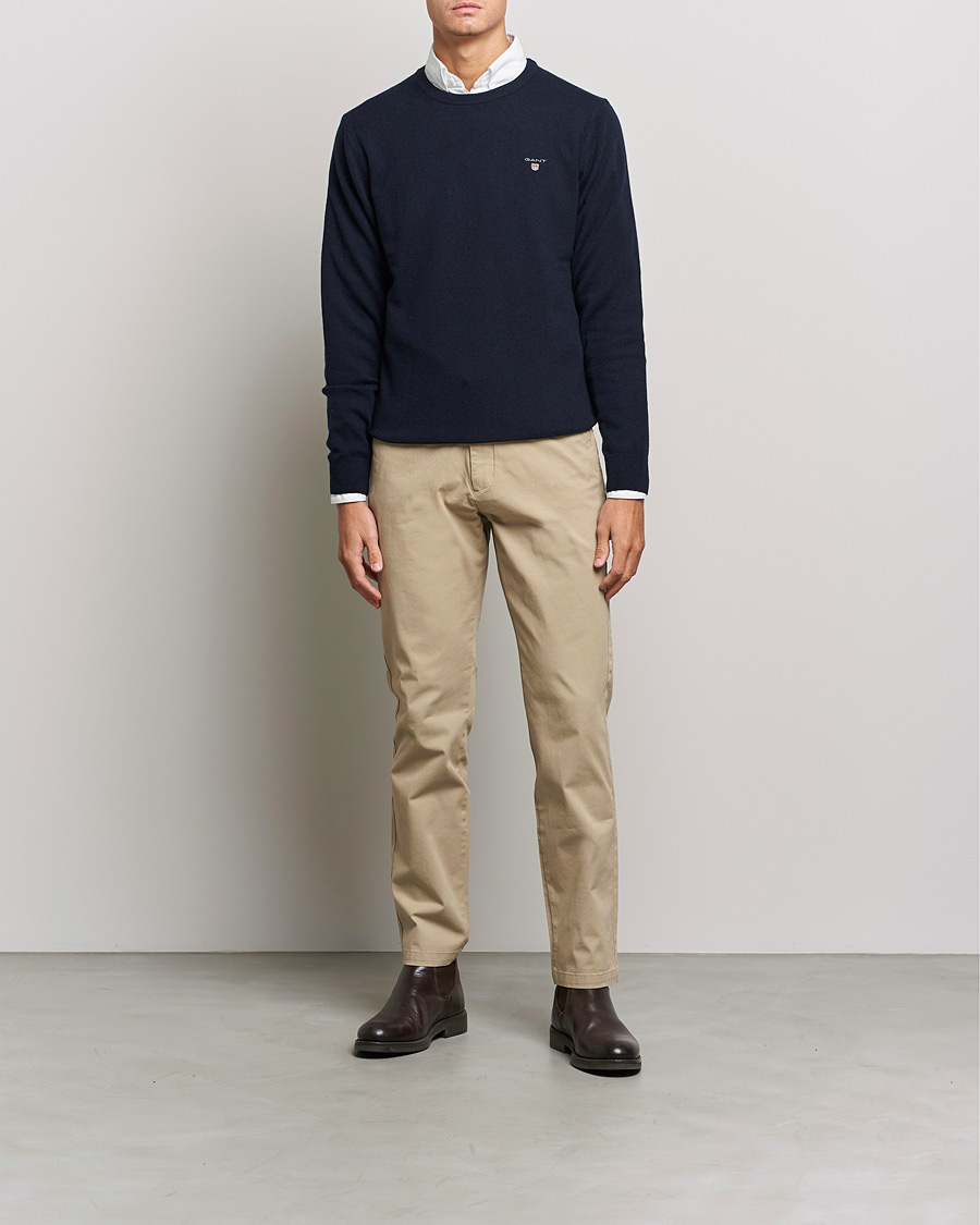 Uomini | Maglieria | GANT | Lambswool Crew Neck Pullover Marine