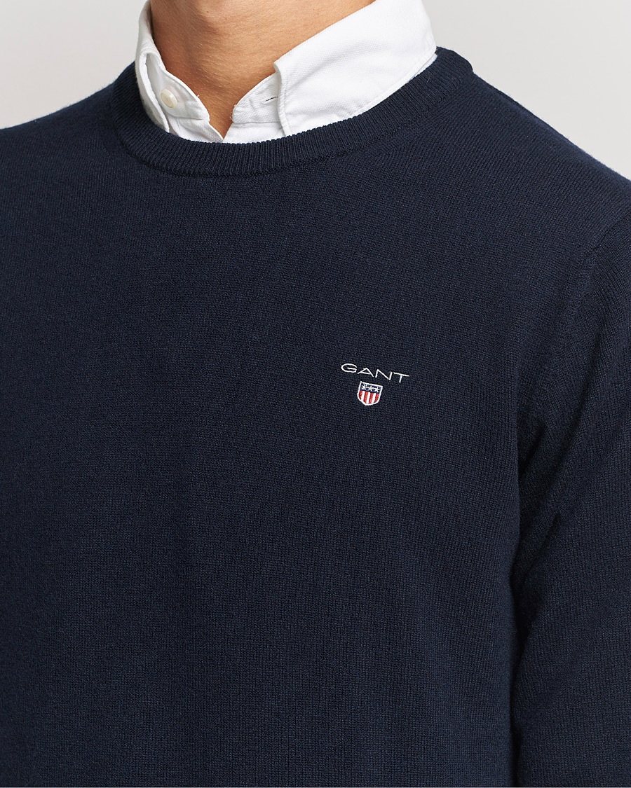 Uomini | Maglieria | GANT | Lambswool Crew Neck Pullover Marine