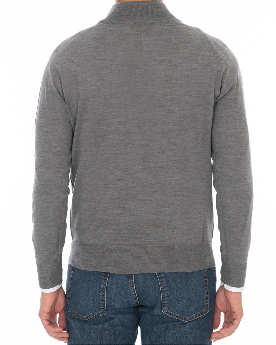 Uomini | Maglieria | Canali | Merino Wool Half Zip Sweater Grey Melange