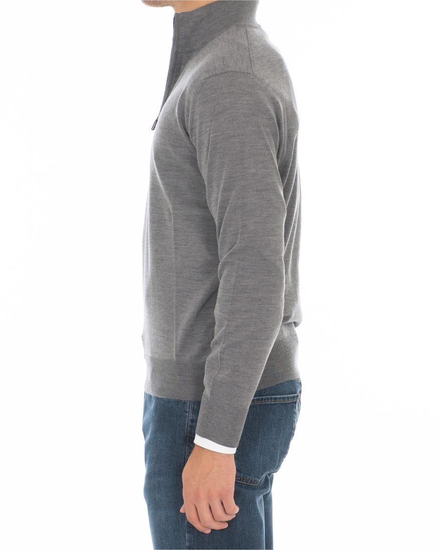 Uomini | Maglieria | Canali | Merino Wool Half Zip Sweater Grey Melange