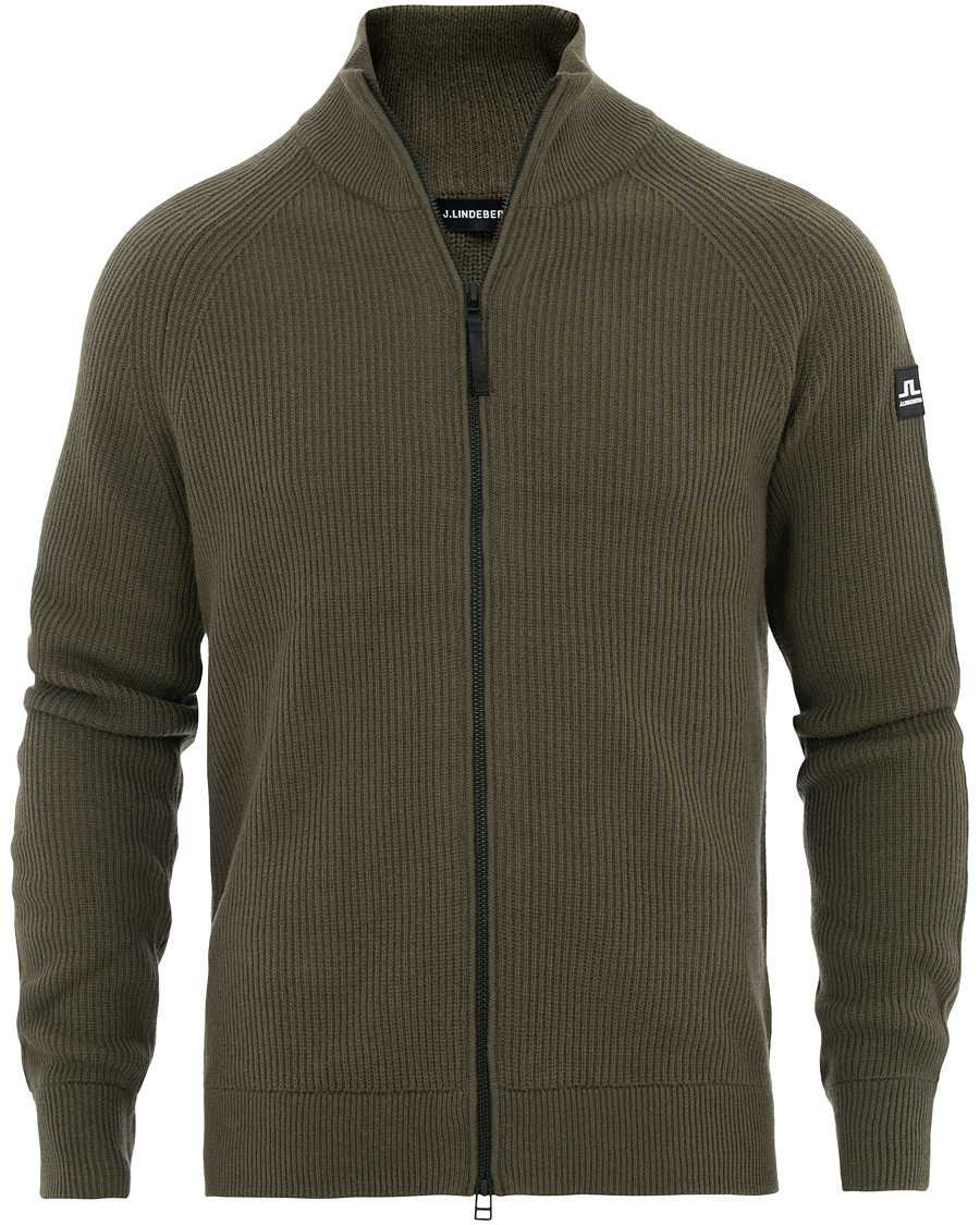 Uomini | Maglieria | J.Lindeberg | Carlo Cotton/Wool Full Zip Green