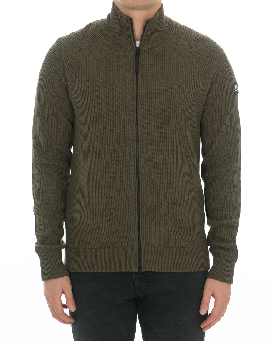 Uomini | Maglieria | J.Lindeberg | Carlo Cotton/Wool Full Zip Green