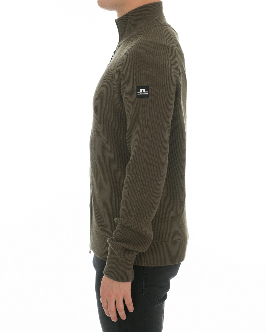 Uomini | Maglieria | J.Lindeberg | Carlo Cotton/Wool Full Zip Green