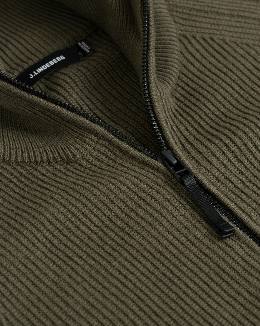 Uomini | Maglieria | J.Lindeberg | Carlo Cotton/Wool Full Zip Green