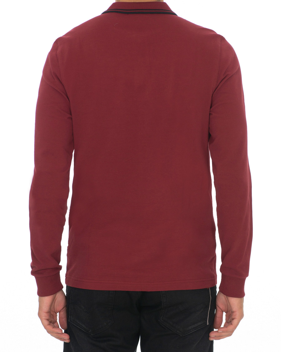 Uomini | Maglieria | Fred Perry | Slim Fit Long Sleeve Polo Twin Tip Wine Red