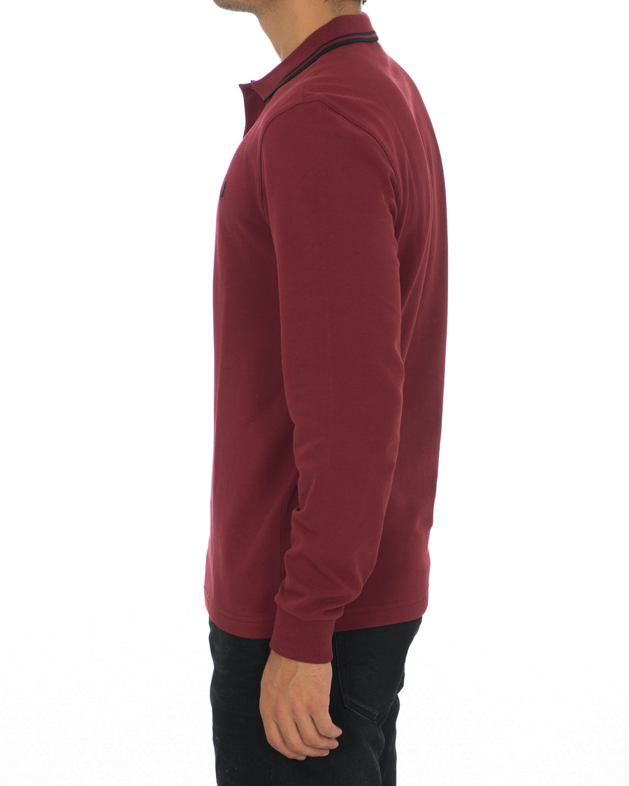 Uomini | Maglieria | Fred Perry | Slim Fit Long Sleeve Polo Twin Tip Wine Red