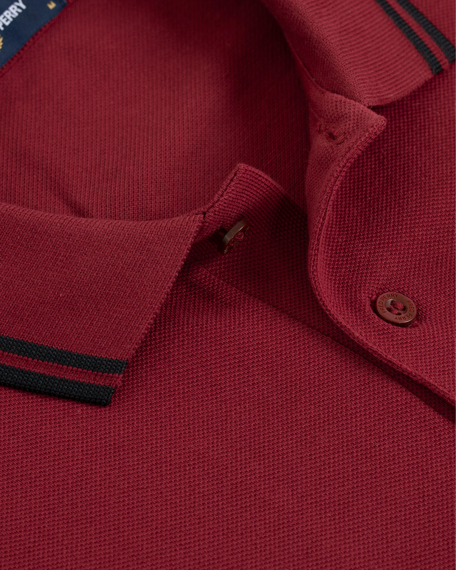 Uomini | Maglieria | Fred Perry | Slim Fit Long Sleeve Polo Twin Tip Wine Red