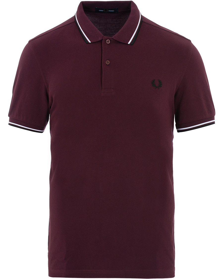 Uomini | Polo | Fred Perry | Slim Fit Polo Twin Tip Wine Red/White