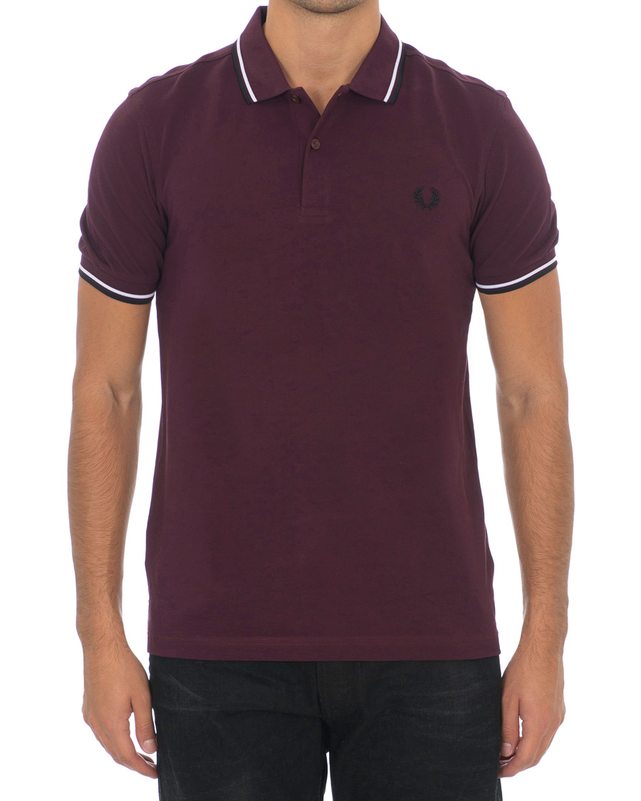 Uomini | Polo | Fred Perry | Slim Fit Polo Twin Tip Wine Red/White