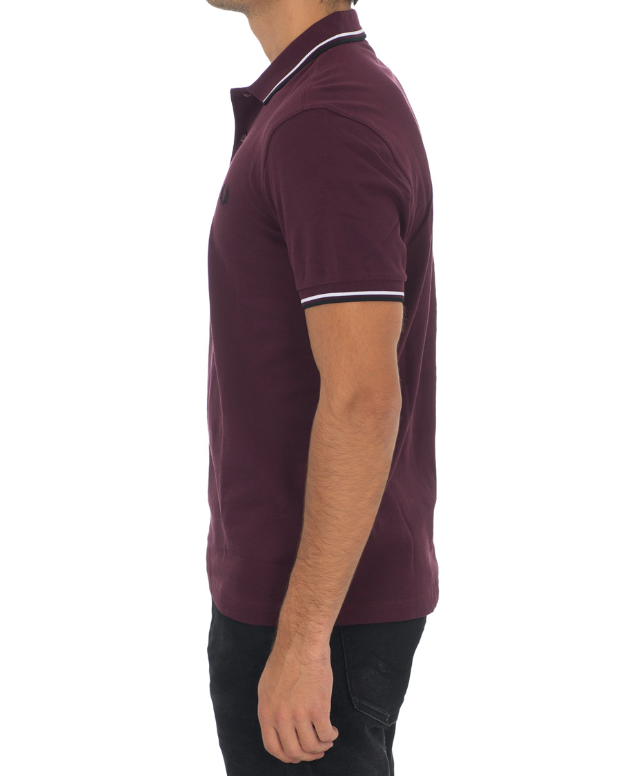 Uomini | Polo | Fred Perry | Slim Fit Polo Twin Tip Wine Red/White
