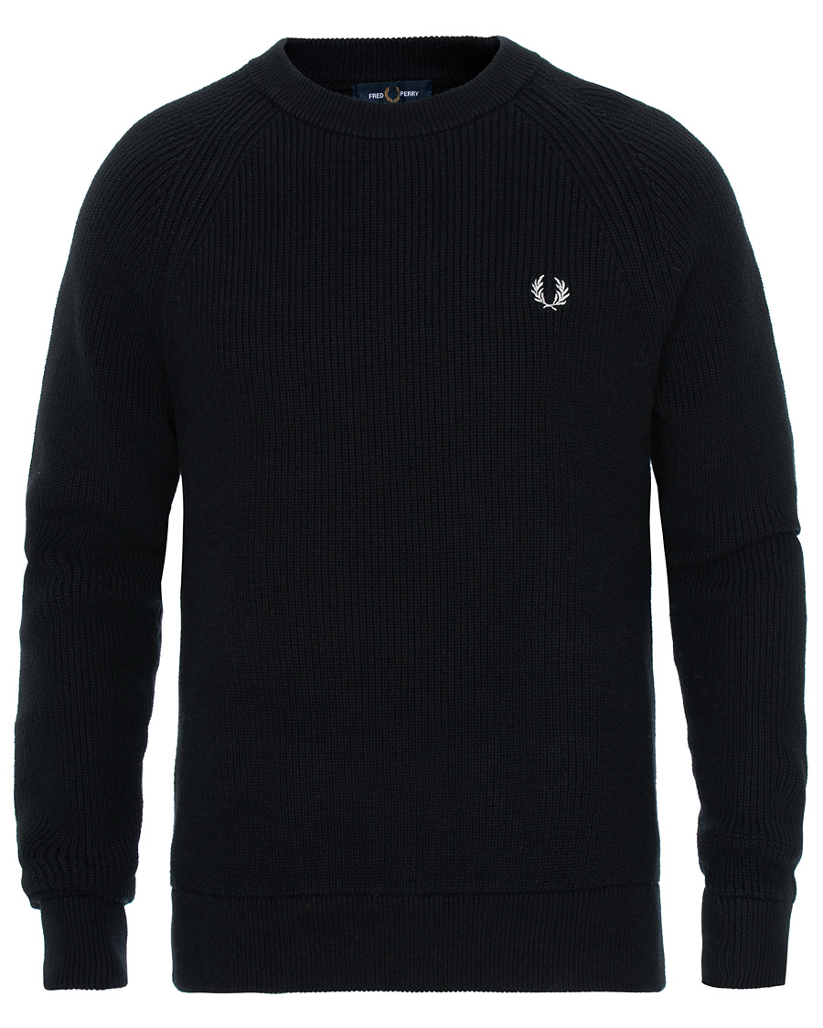 Uomini | Maglieria | Fred Perry | Ribbed Crew Neck Jumper Black