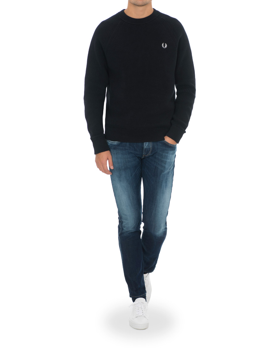 Uomini | Maglieria | Fred Perry | Ribbed Crew Neck Jumper Black
