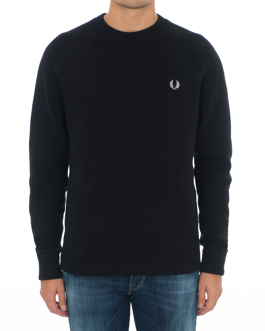 Uomini | Maglieria | Fred Perry | Ribbed Crew Neck Jumper Black