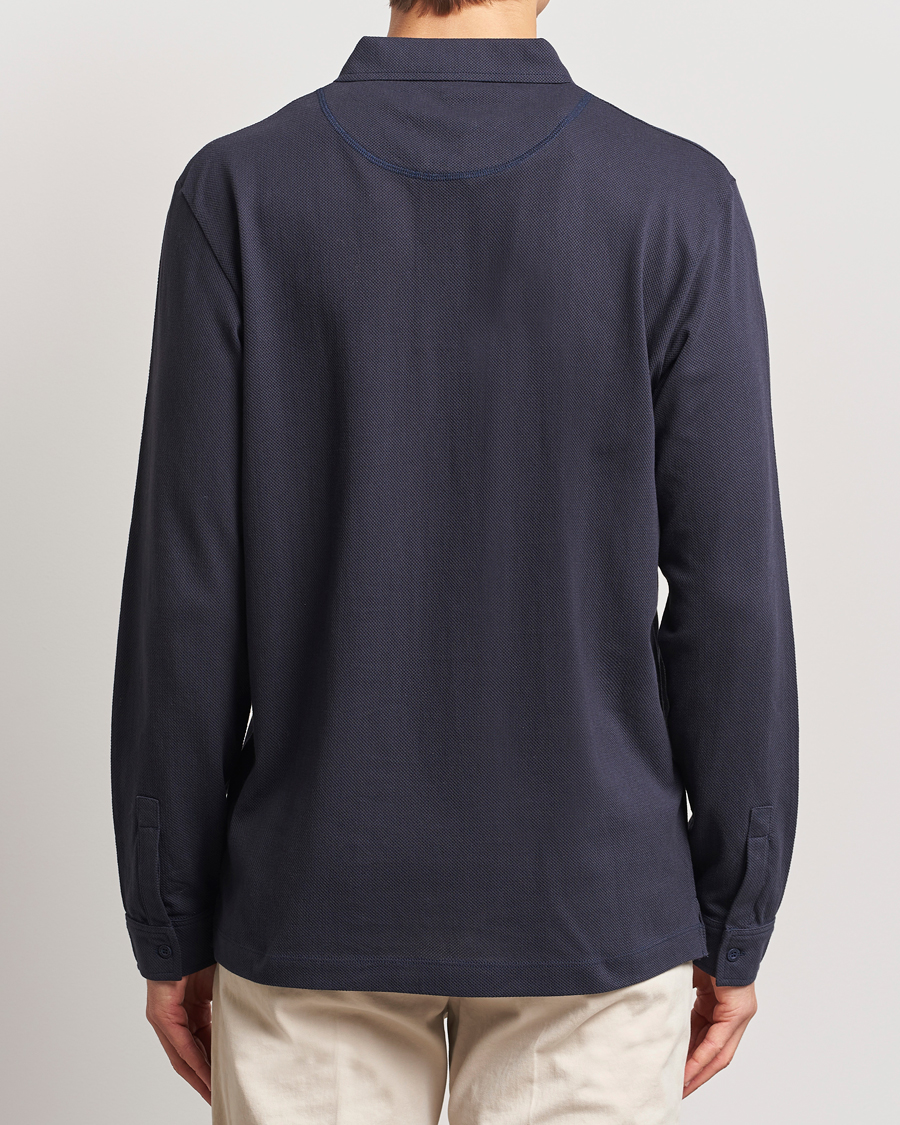 Uomini | Polo | Sunspel | Long Sleeve Riviera Polo Shirt Navy