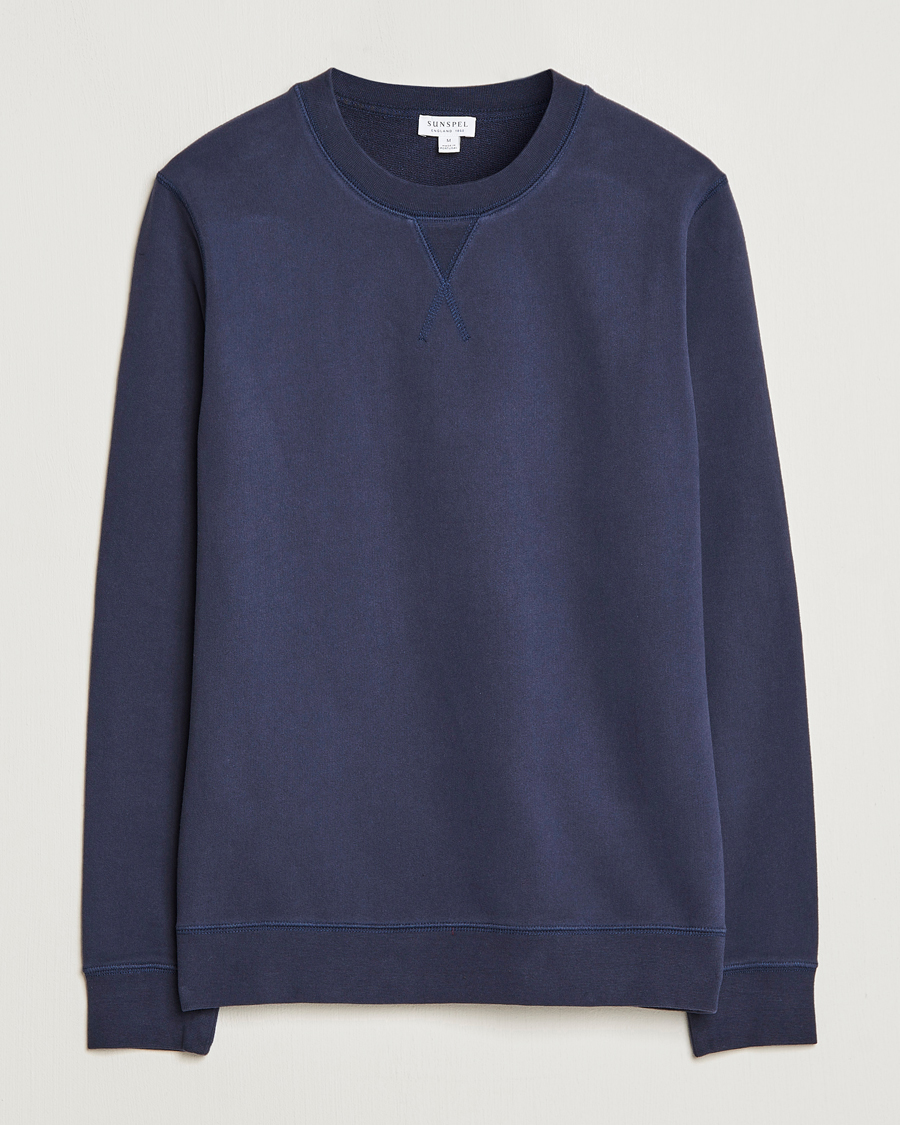 Uomini | Maglieria | Sunspel | Loopback Sweatshirt Navy